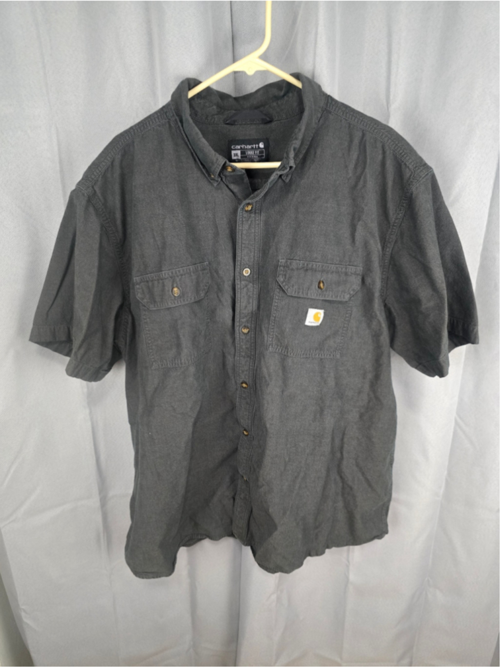 Men's Carhartt Casual Button Down Shirt Grey 3XL
